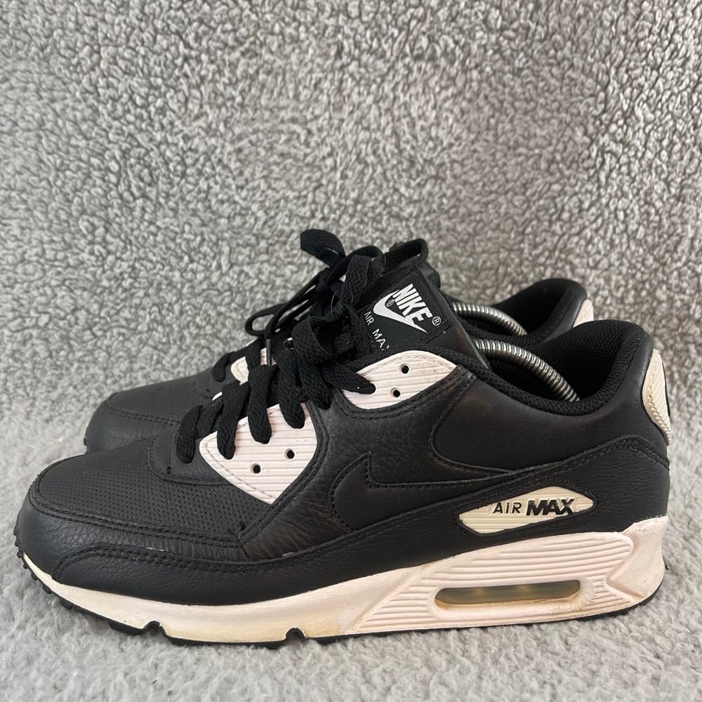 VTG 2008 Nike Air Max 90 Mens 8.5 Black White Leather Retro Shoes 309299-994 - Picture 1 of 9